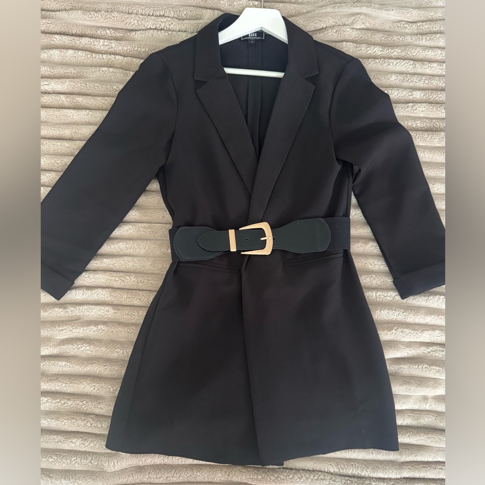 Black Blazer with Gold Buckle Belt size small